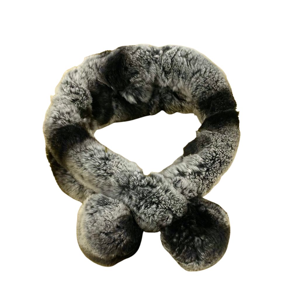 Rabbit Fur Infinity Scarf in Natural Grey