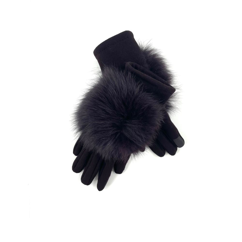 Dark Grey Yak Knit Mittens with Fox Fur sold Trim / Hand Knit Gloves /Ready To Ship