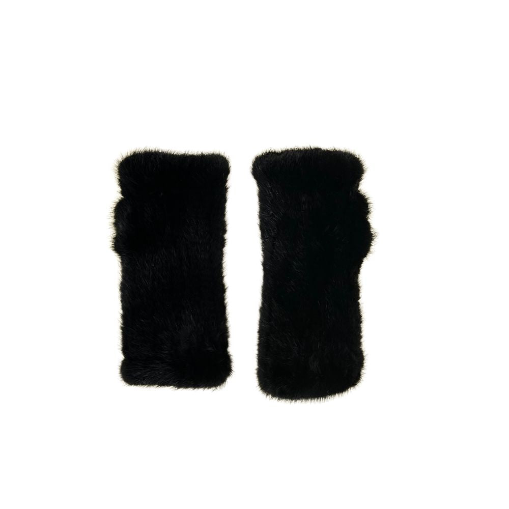 KNITTED MINK FINGERLESS GLOVES - BLACK – Yfur